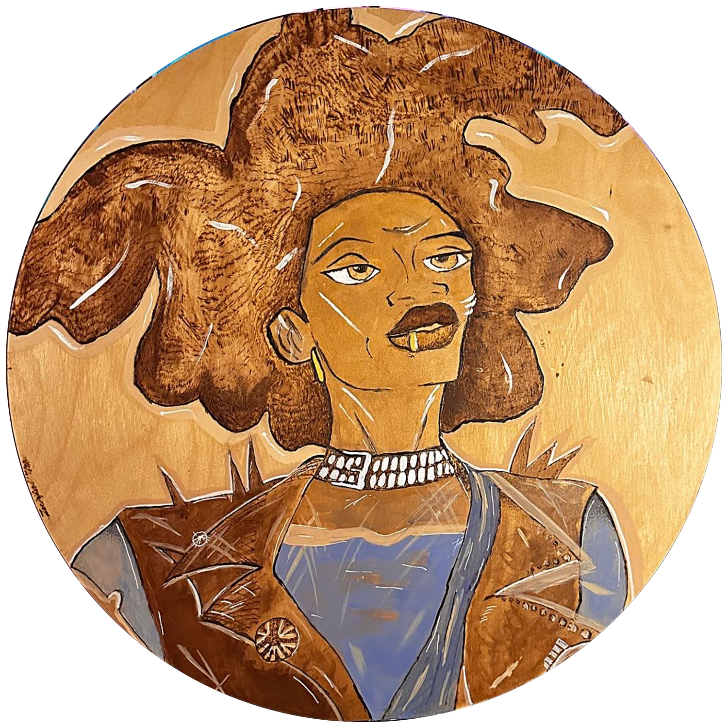 Zendra Hines
“I Don’t Believe in Consistency”,
wood, pyrography, 2023, 24˝ x 24˝