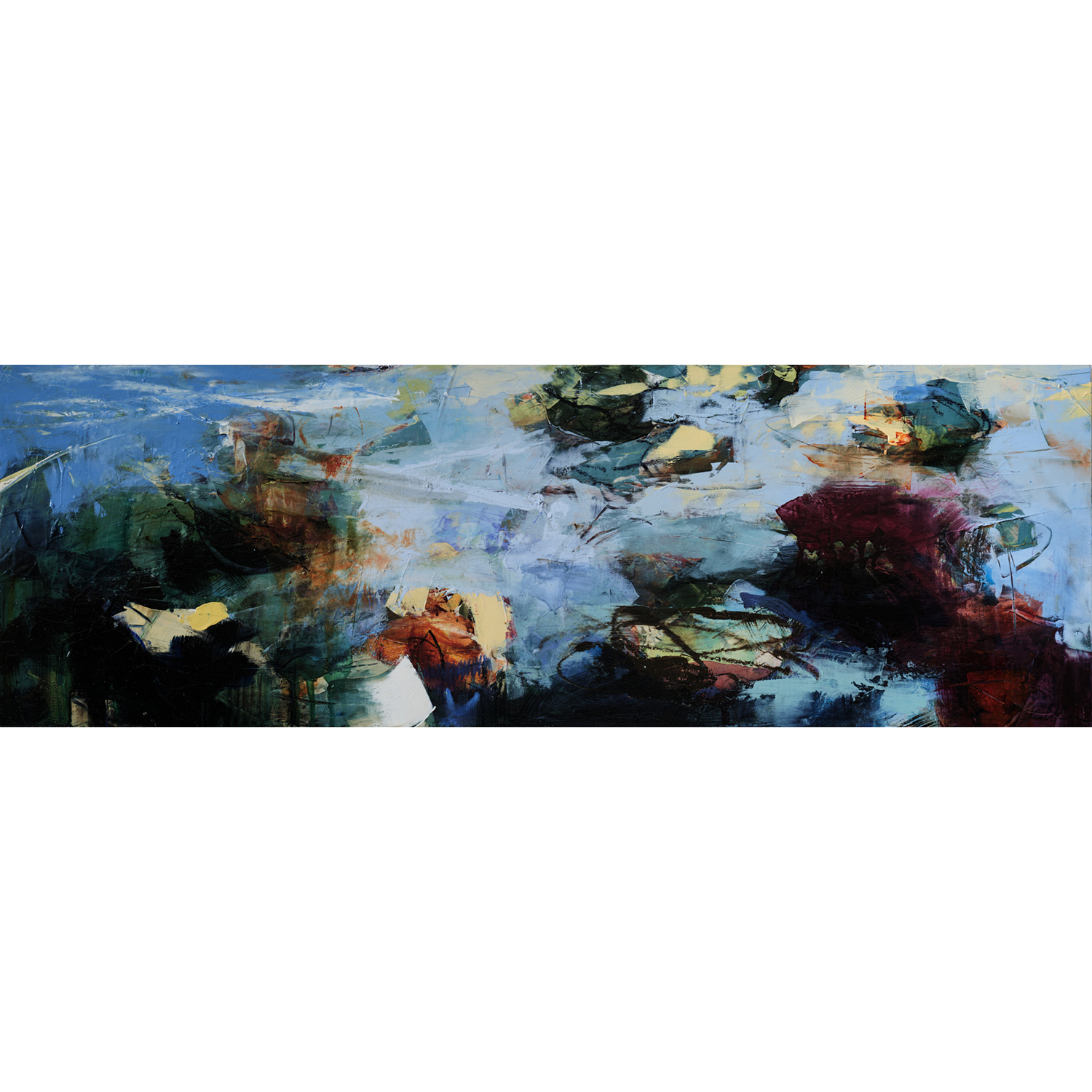 Teresa Kalnoskas
“Bones of the Lake 4”,
oil, alkyd, and wax on wood, 2025, 12˝ x 36˝