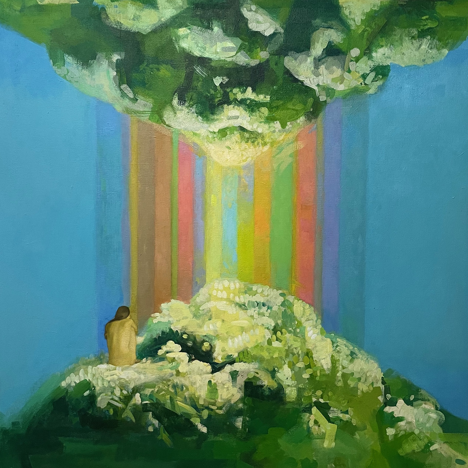Arie Dallas
“In the Tree, Before the Prismatic”, 
acrylic and oil on canvas, 2025, 40˝ x 40˝