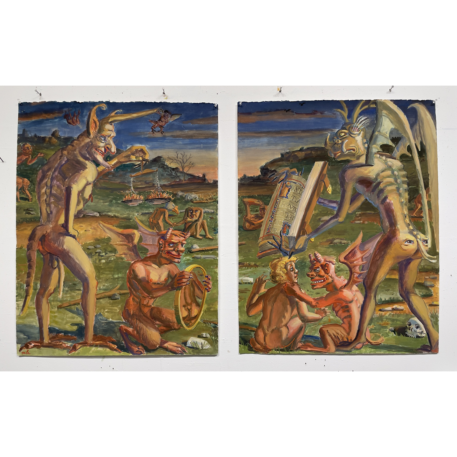 M. Louise Stanley
“End Time”,
gouache on paper (2 pages) 33" x 26" each, framed separately, 2026, 33˝ x 26˝