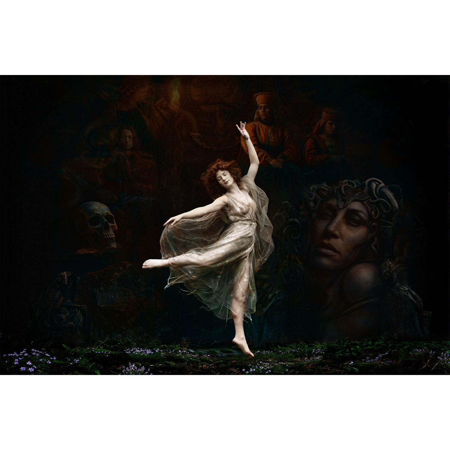 Cy Bowers
“The End of Innocence”, 
digital painting, hand-applied pigment, 
mixed media on paper, 2026, 36˝ x 48˝