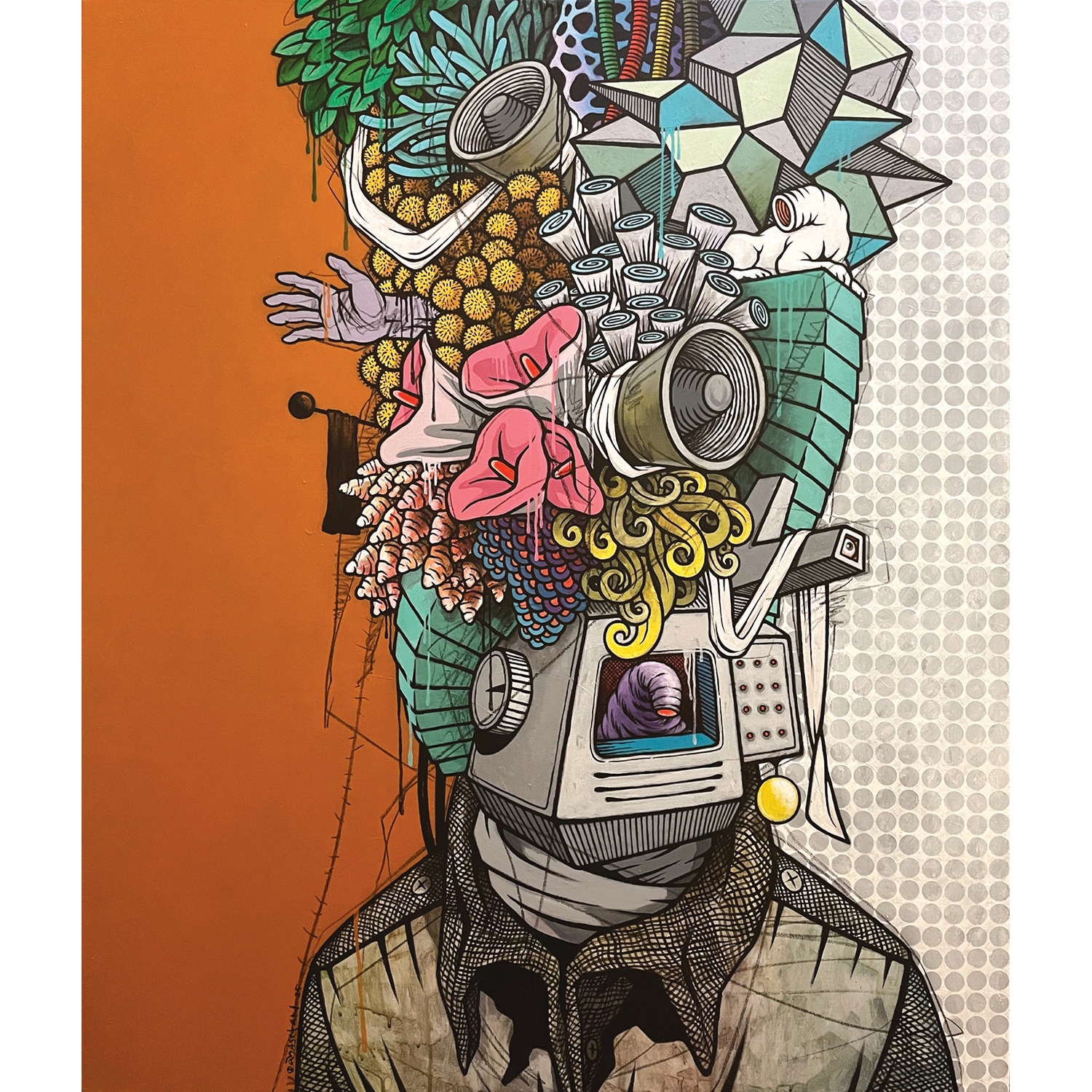 Anas Etan
“Peace Of Mind”, 
acrylic, pencil on canvas, 2025, 40˝ x 34˝