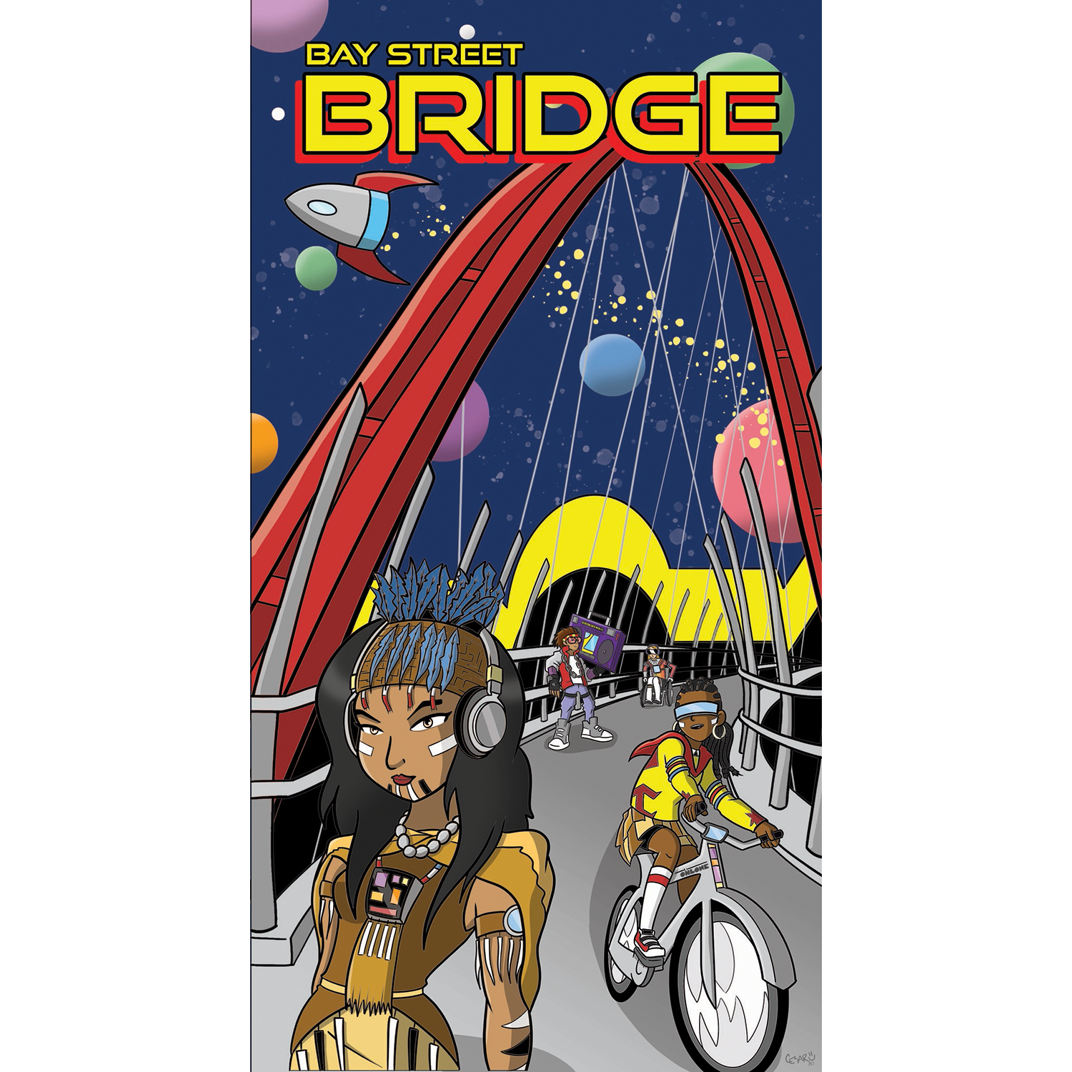 Cesar Cueva
“Bay Street Bridge”, 
digital illustration, 2025, 30˝ x 16˝