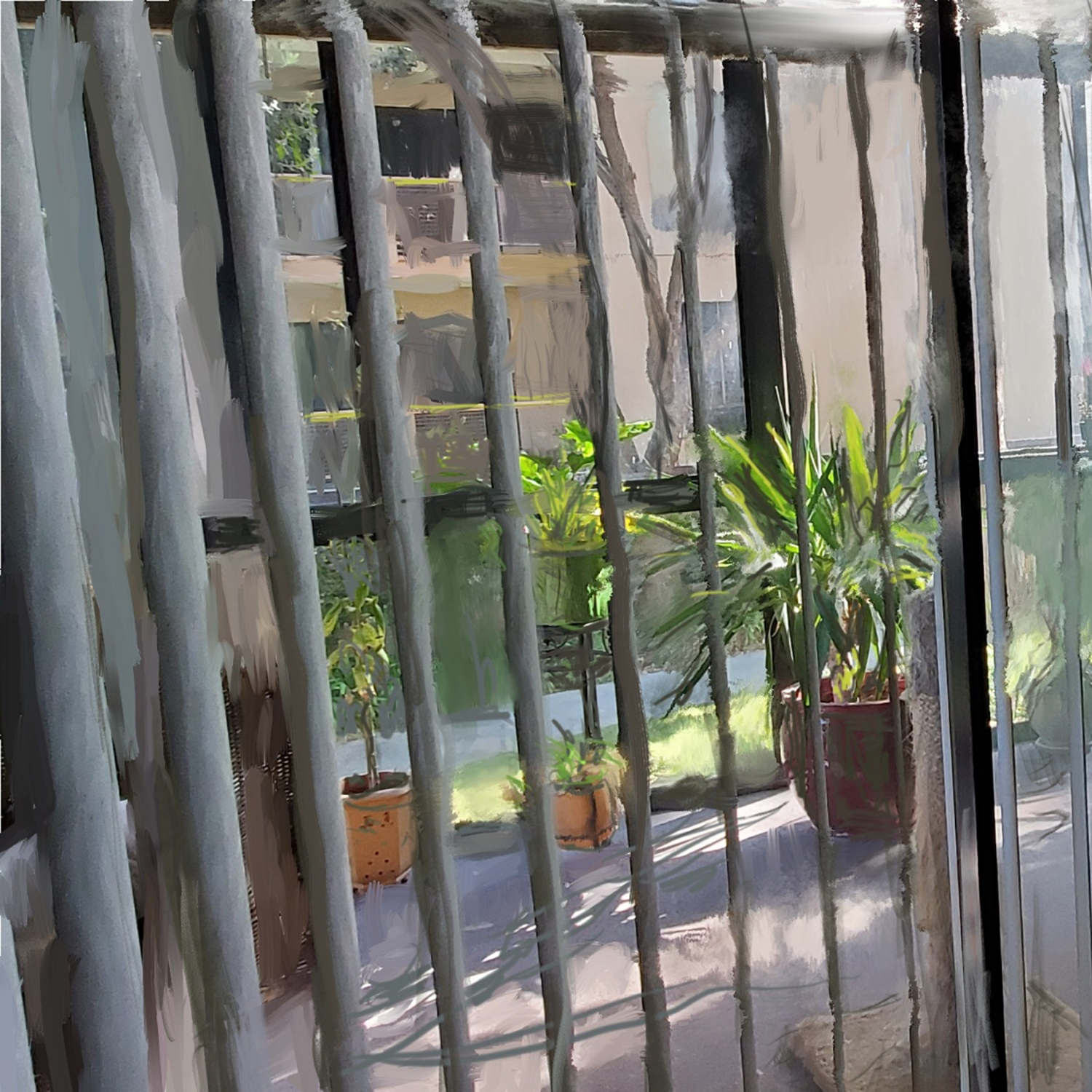 Tom Ross
“Through the Blinds”,
digital painting, giclée print 1/4, 2026, 12˝ x 12˝