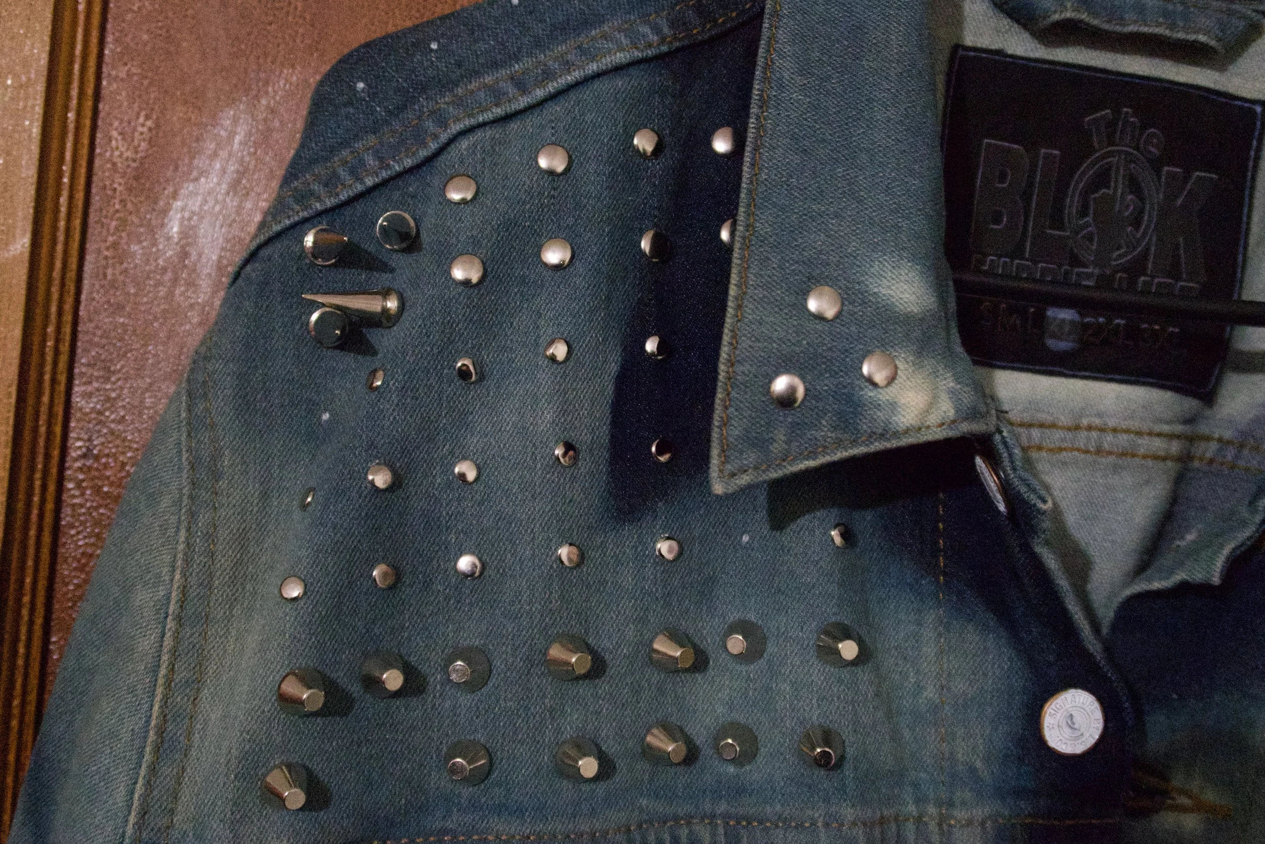 Custom studded tye dye jacket