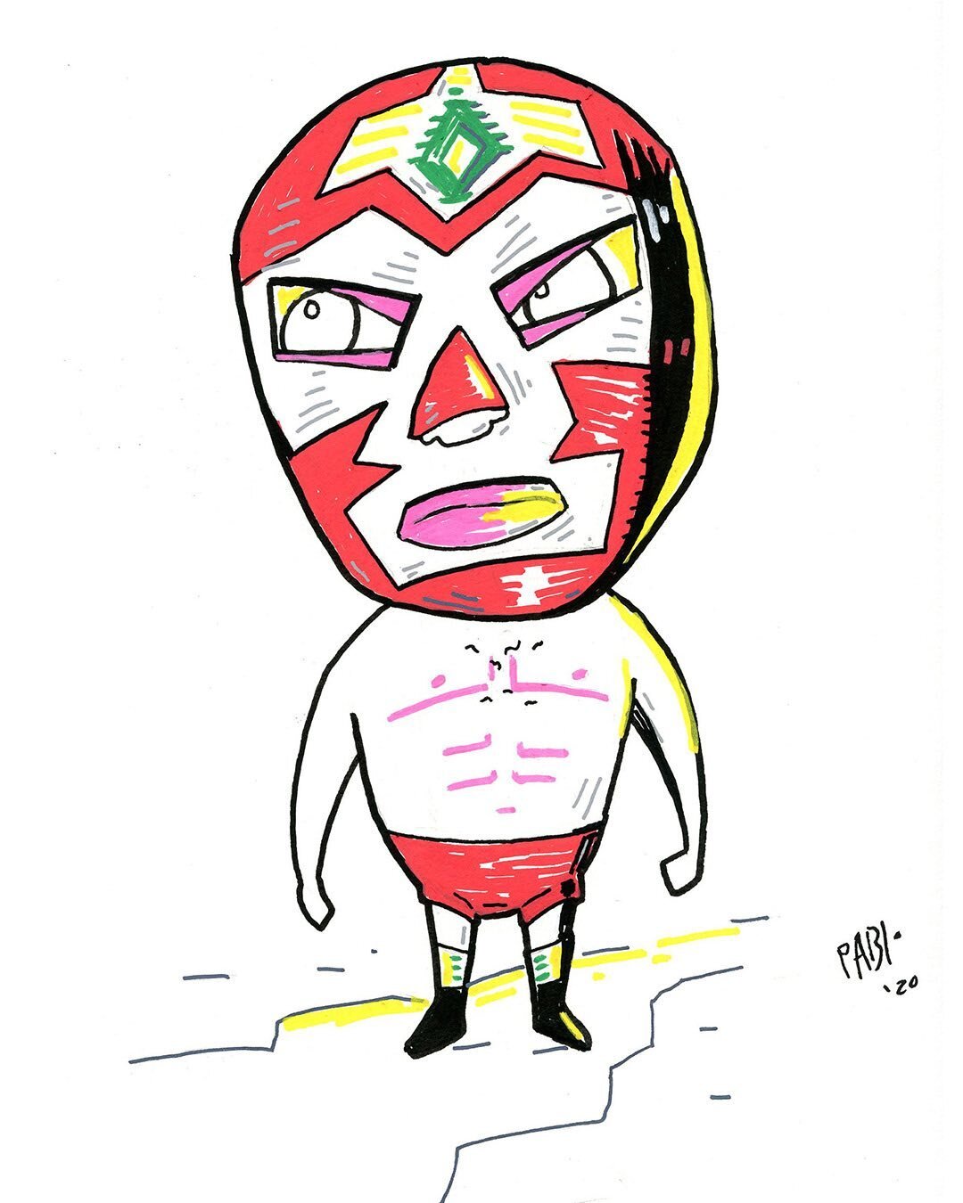 Lucha The Red Mask - acrylic pens on paper #lucha #luchadors #drawing #hand drawn #mexican wrestler