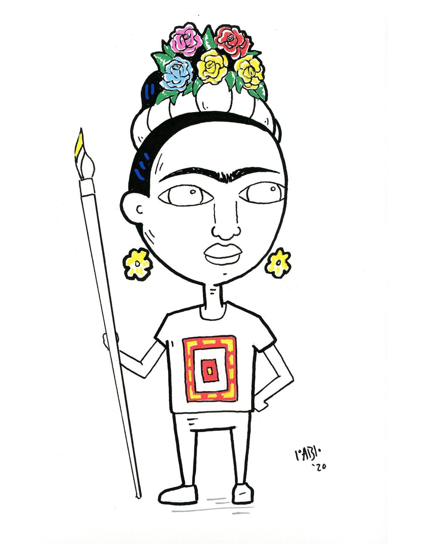 Frida Kahlo caricature hand drawn with acrylic pens #frida kahlo #latino art #illustration