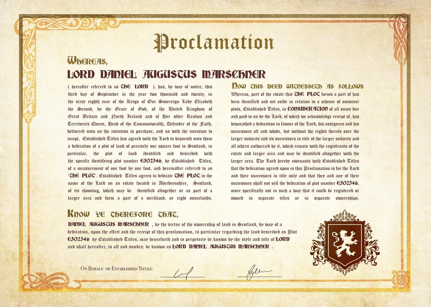 I&rsquo;m a real lord.