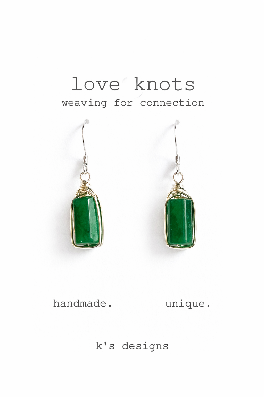 Wire Wrapped Earrings / Raw Emerald Earrings