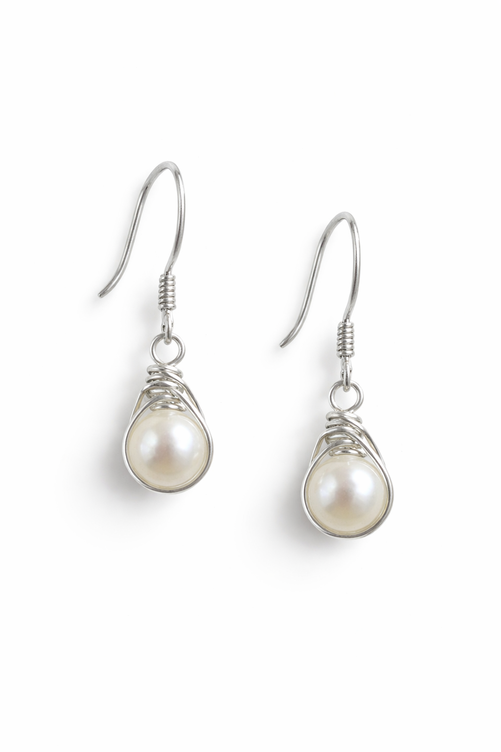Wire Wrapped Earrings / Fresh Water Pearl Earrings