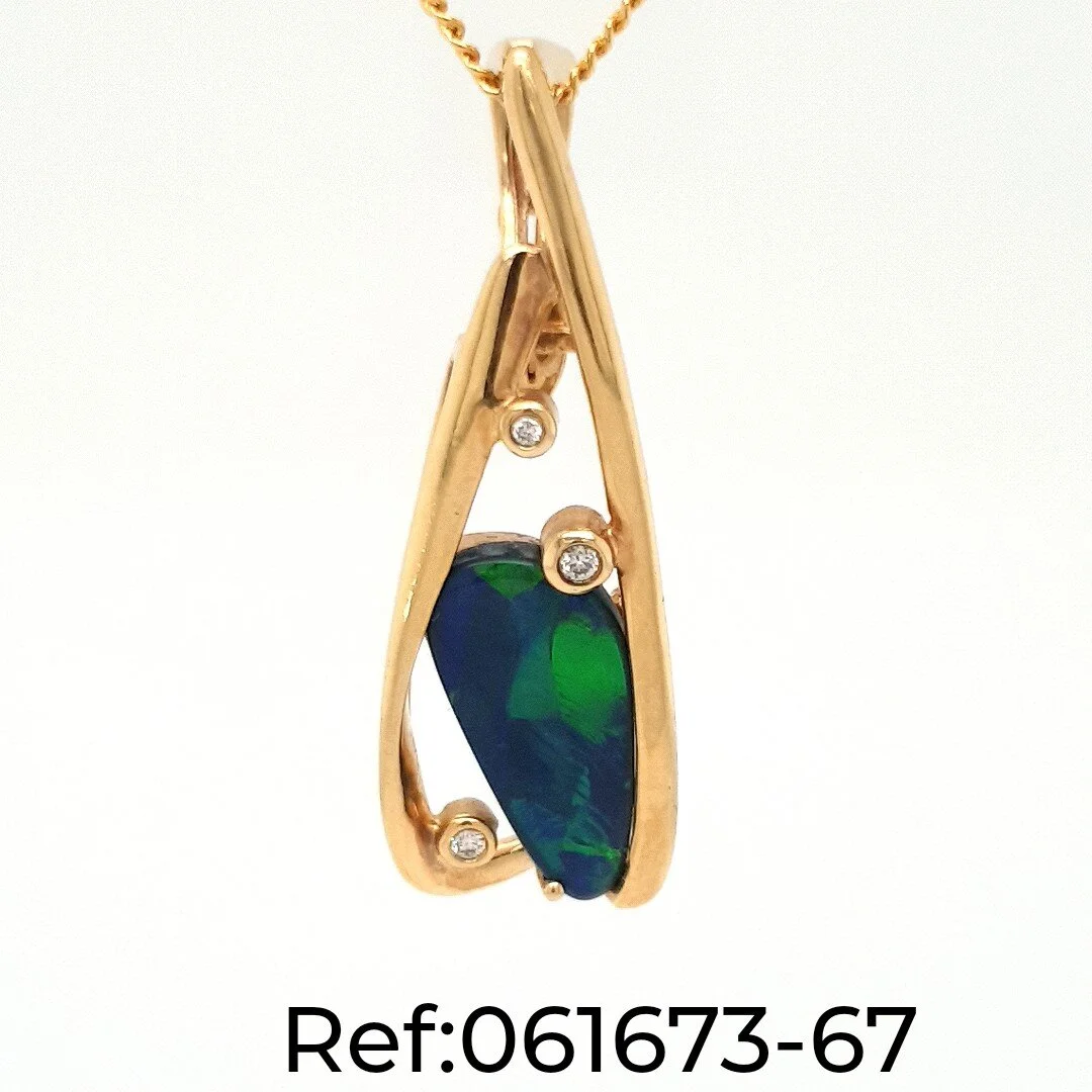 14K Lightning Ridge Black Opal and 