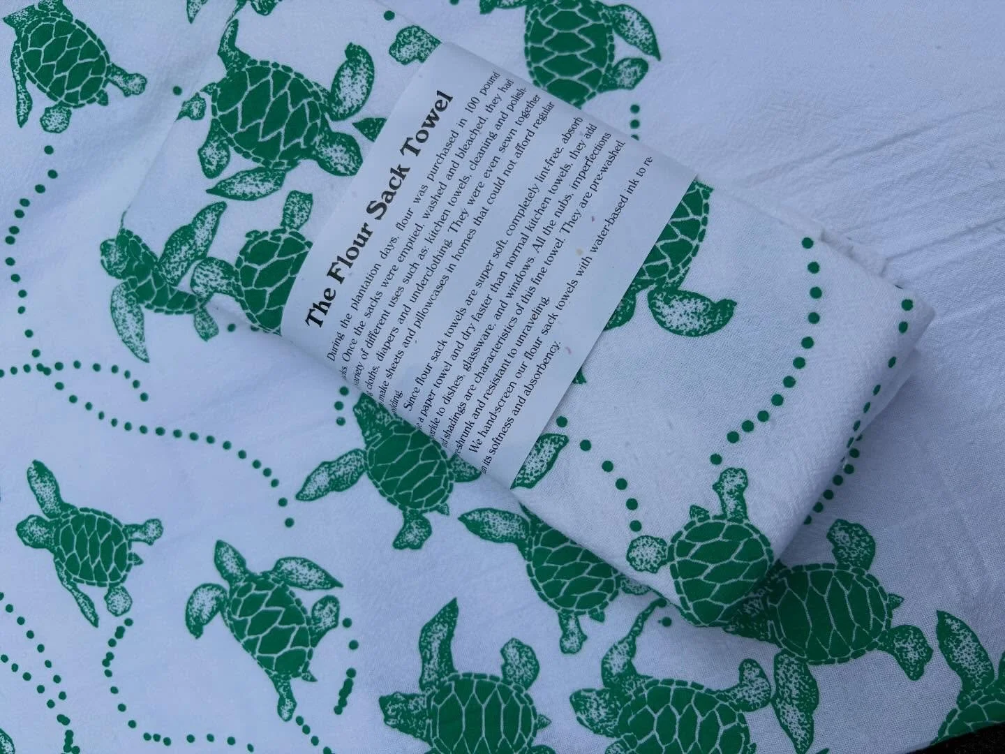The Pepe Honu 🐢&mdash;a symbol of longevity, balance, and caring for the land and sea.
This design lives on a reusable flour sack towel, created to replace single-use paper towels and add a little aloha to everyday routines. Thoughtfully made, endle