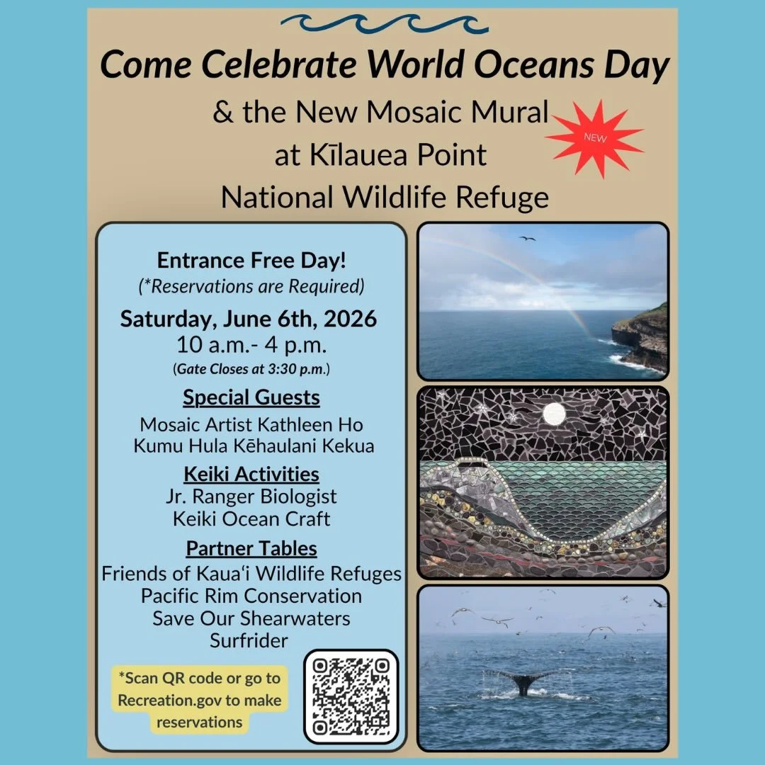 Please join us this Saturday, June 6th at Kīlauea Point NWR! Reservations are recommended, available at: https://www.recreation.gov/ticket/facility/300018