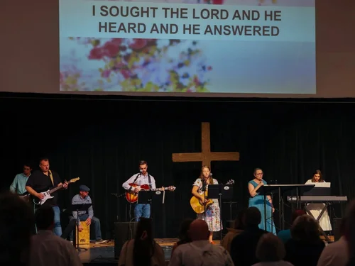 The worship team leading the congregation in song