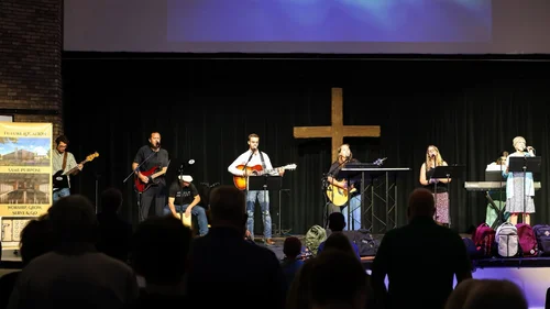 The worship team leading from the stage on a Sunday morning