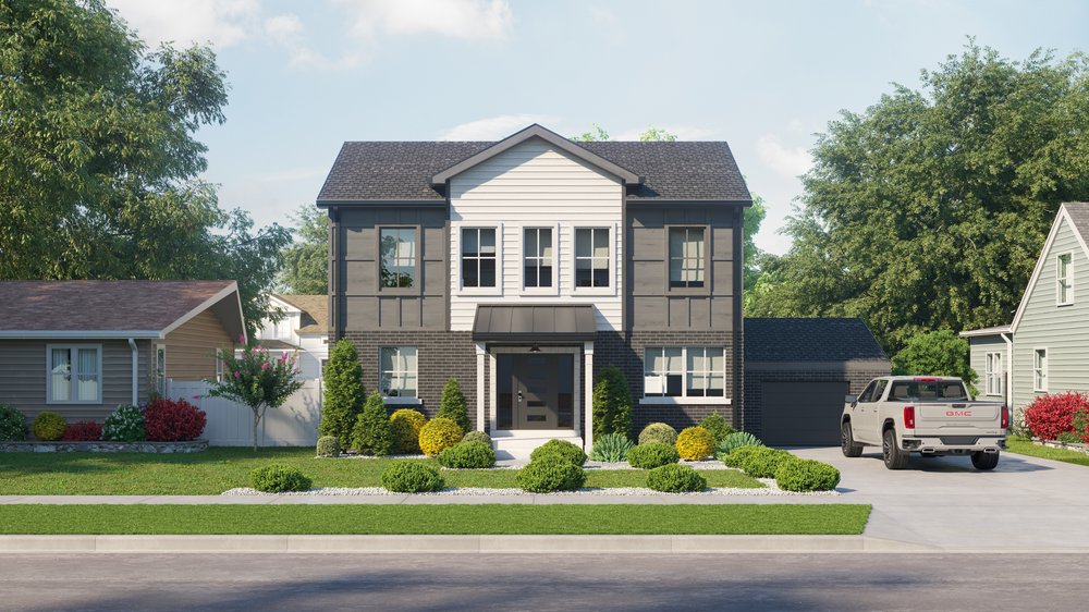 Single Family Home with Black Brick and Siding