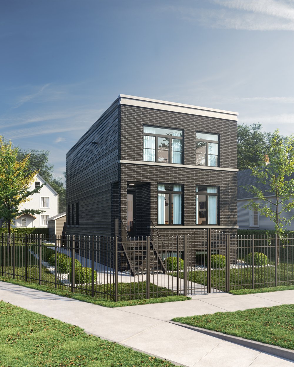 Single Family New Construction Home with Black Brick and Black Trim