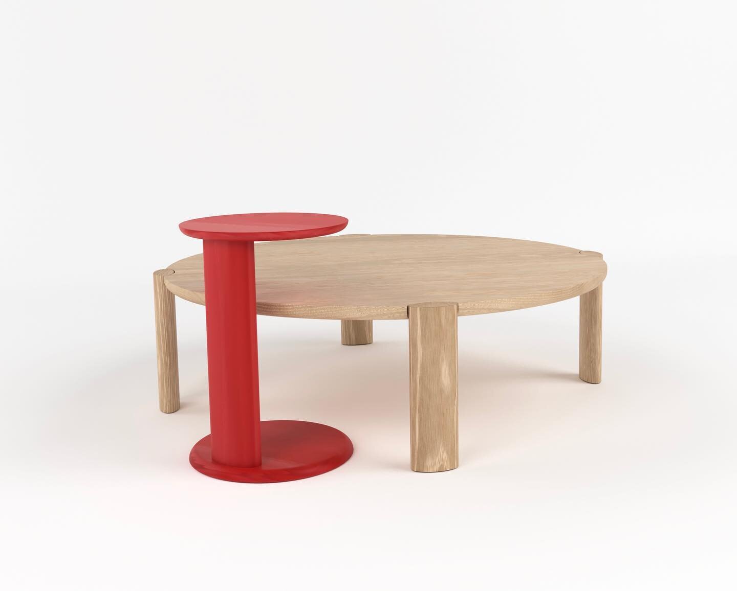 Lepel Coffee Table in Oak with our Soba Side Table in red pigmented lacquer. Designed by @nickrenniehfd and made to order in our Alphington workshop.