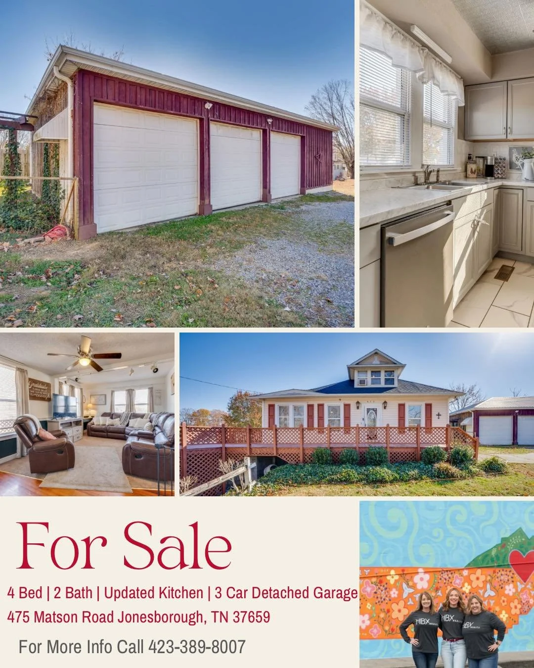 This stellar renovated farmhouse is a handyman or mechanics dream! With this detached 3 bay garage, there is so much space for toys and tinkering! 

Check it out for yourself by scheduling a private showing today! 

📲 423-389-8007

Listing provided 