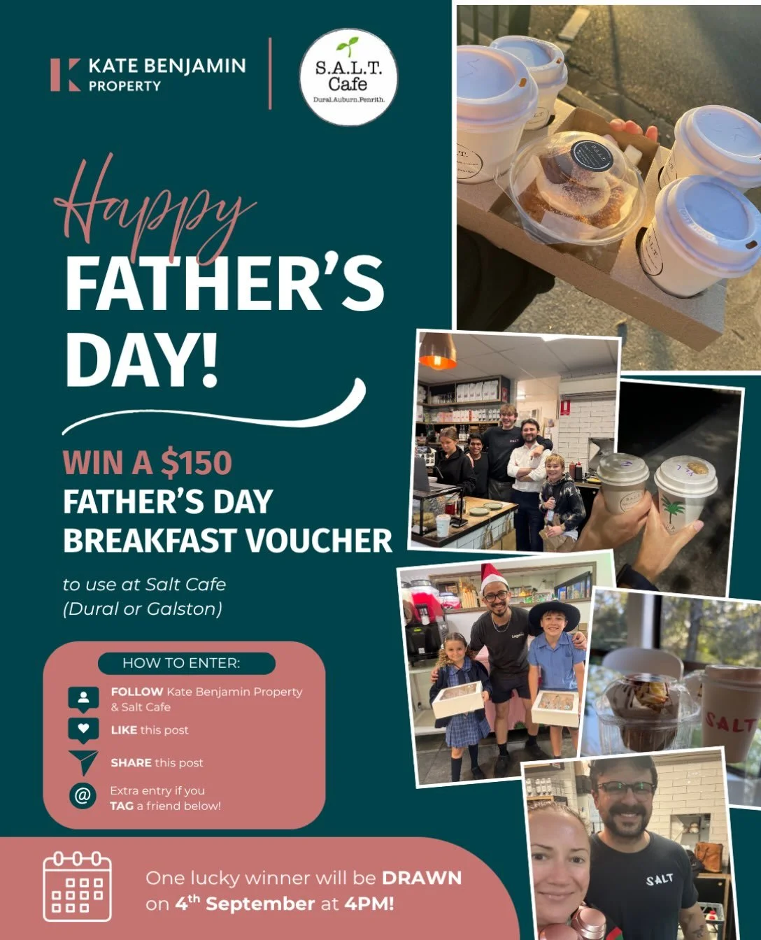 Father&rsquo;s Day is just around the corner, and we want to help make it extra special for the amazing Dad in your life. 

We&rsquo;ve teamed up with our friends at S.A.L.T. Cafe to give one lucky winner a $150 Father&rsquo;s Day breakfast voucher. 