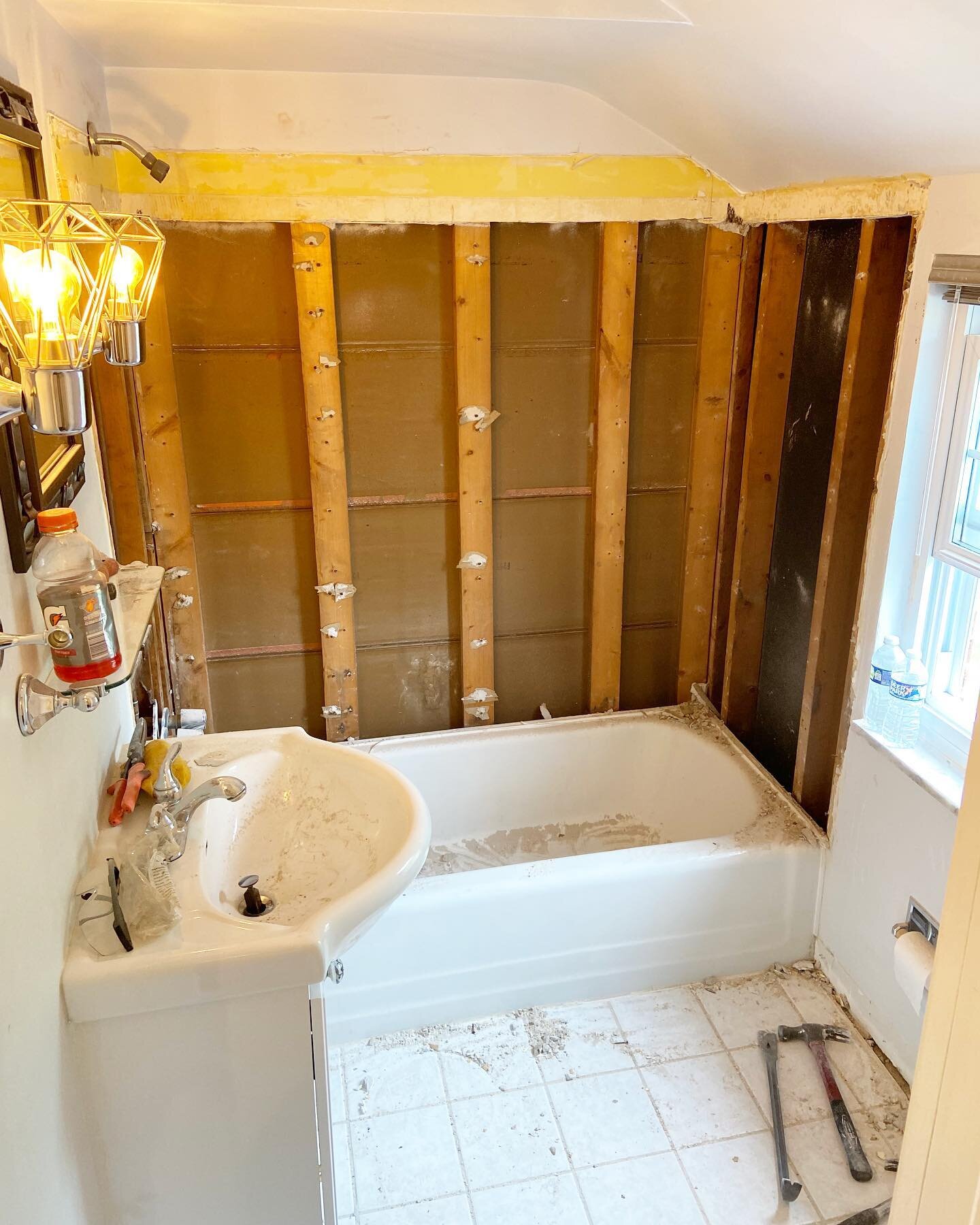 Demo Day 🔨 

We have been waiting a few months for all things to align for this bathroom remodel. Today&rsquo;s the day.

This room will receive a drastic makeover with beautiful contrasts between blacks, whites, and brown.

Good news! We just recei