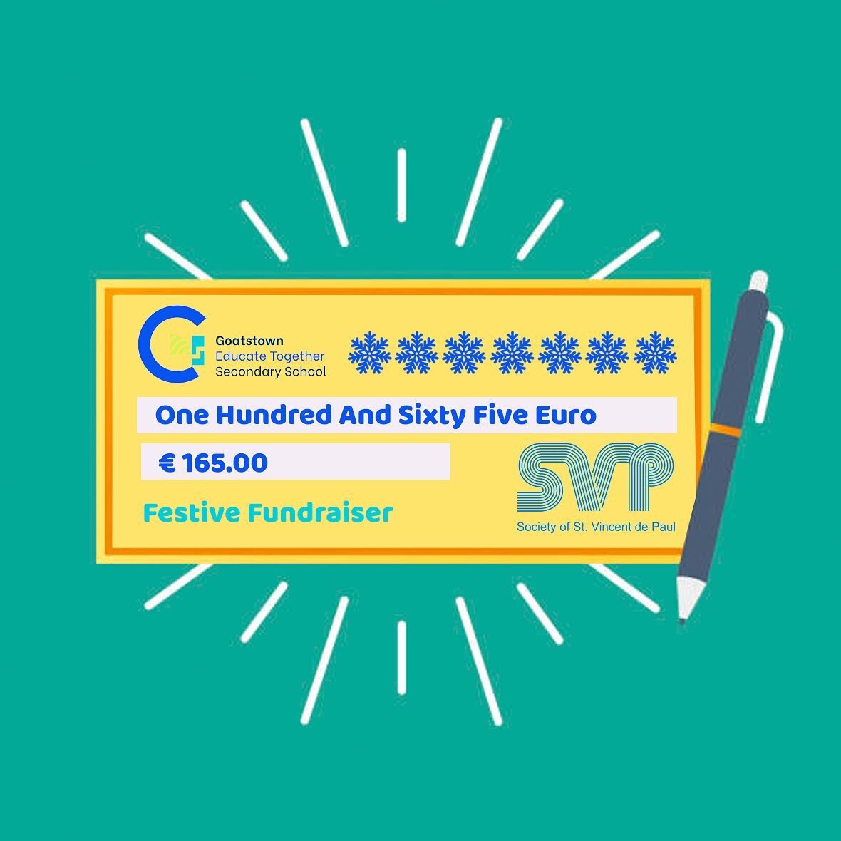 Thank you to all our staff and learners who donated to our Festive Fundraiser in aid of @svp_ireland this year. 

#GoatstownETSS #GoatstowneEucatetogetherSecondarySchool #ETSS #Dublin #DublinSchools #EducateTogether #EducateTogetherDublin