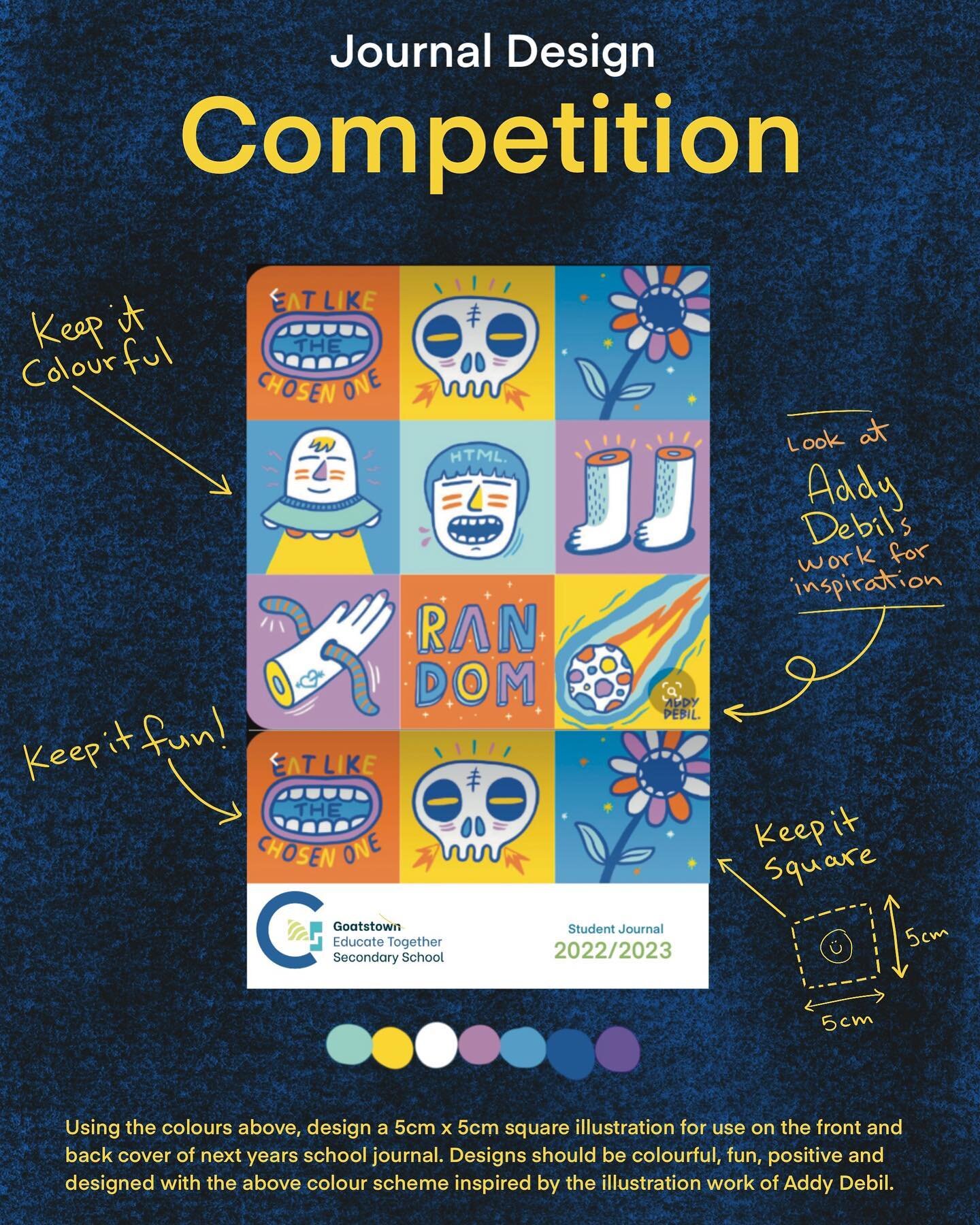 Good morning folks,
Our Journal is being designed and we would like to include student artwork on the cover. Have a look at the poster above for details. 

Send all artwork to noloughlin@goatstownetss.is  before 21/03/21 (next Monday) to be in with a
