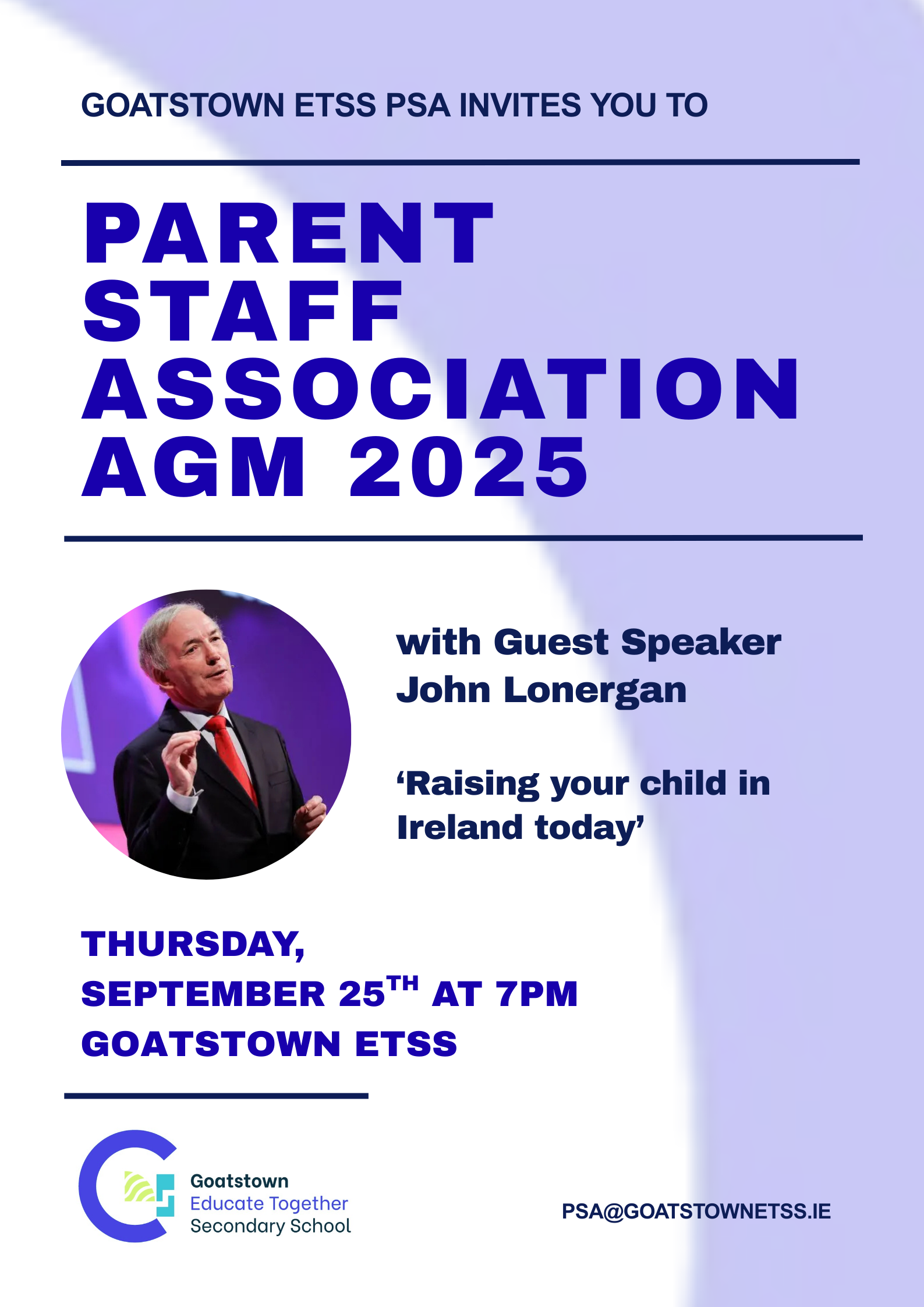 PSA AGM with guest speaker, John Lonergan