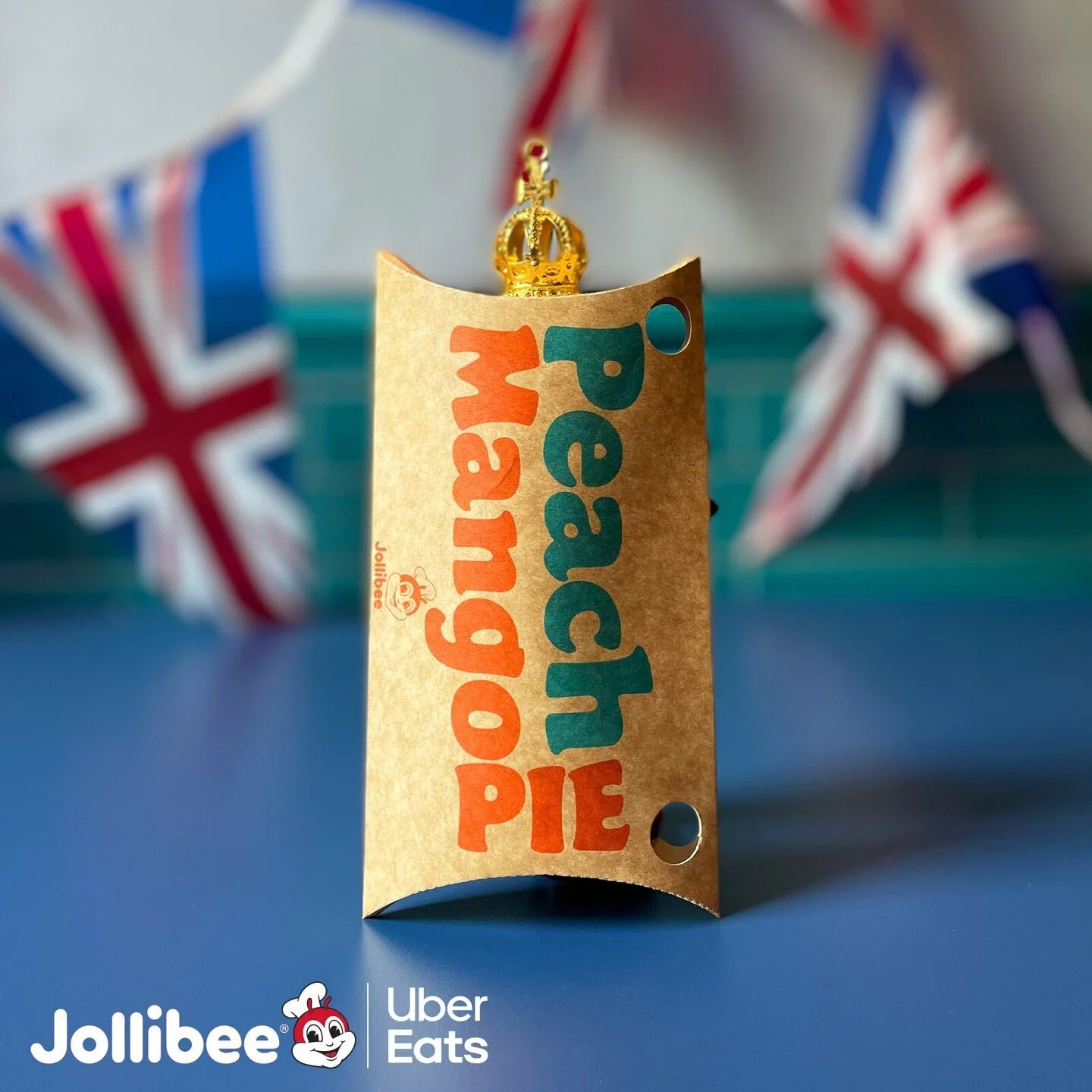 Heavy is the Peach that Mangos the Pie. This Coronation Weekend, you can claim a free Peach Mango Pie on every order over &pound;20 on Uber Eats. A royally good deal 🍑🥭