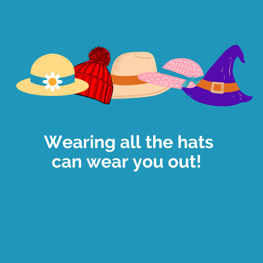 We wear a lot of hats in business​​​​​​​​​👒 The marketing hat
🎩 The sales hat
👒 The content creation hat
🎩 The admin hat
👒 The 'doing your job' hat
🎩 The revenue generating hat
👒 The following up with leads hat
🎩 The product/service creation 