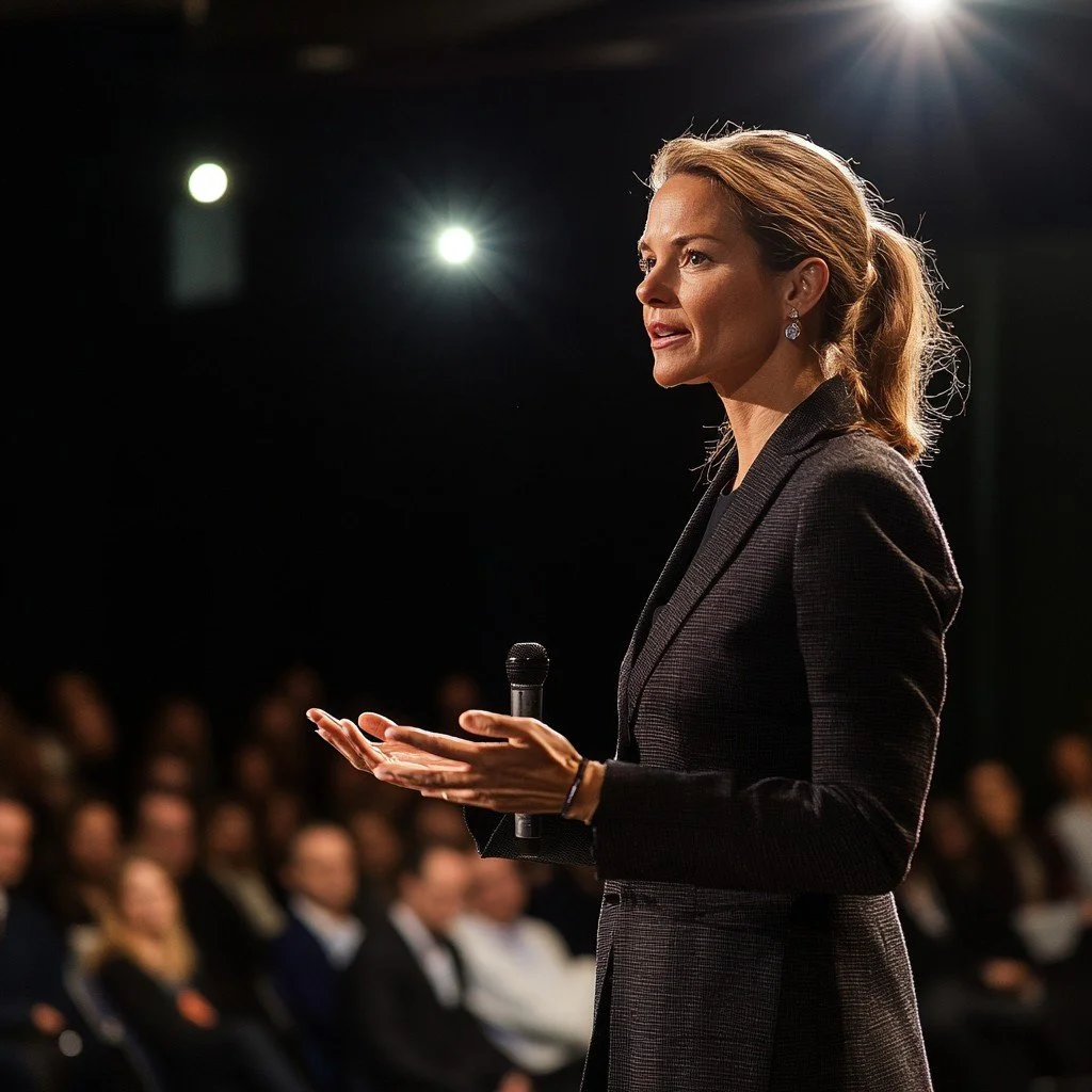 woman giving presentation