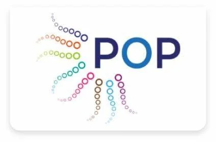 Plymouth Octopus Project Logo - The word POP with colourful tentacles