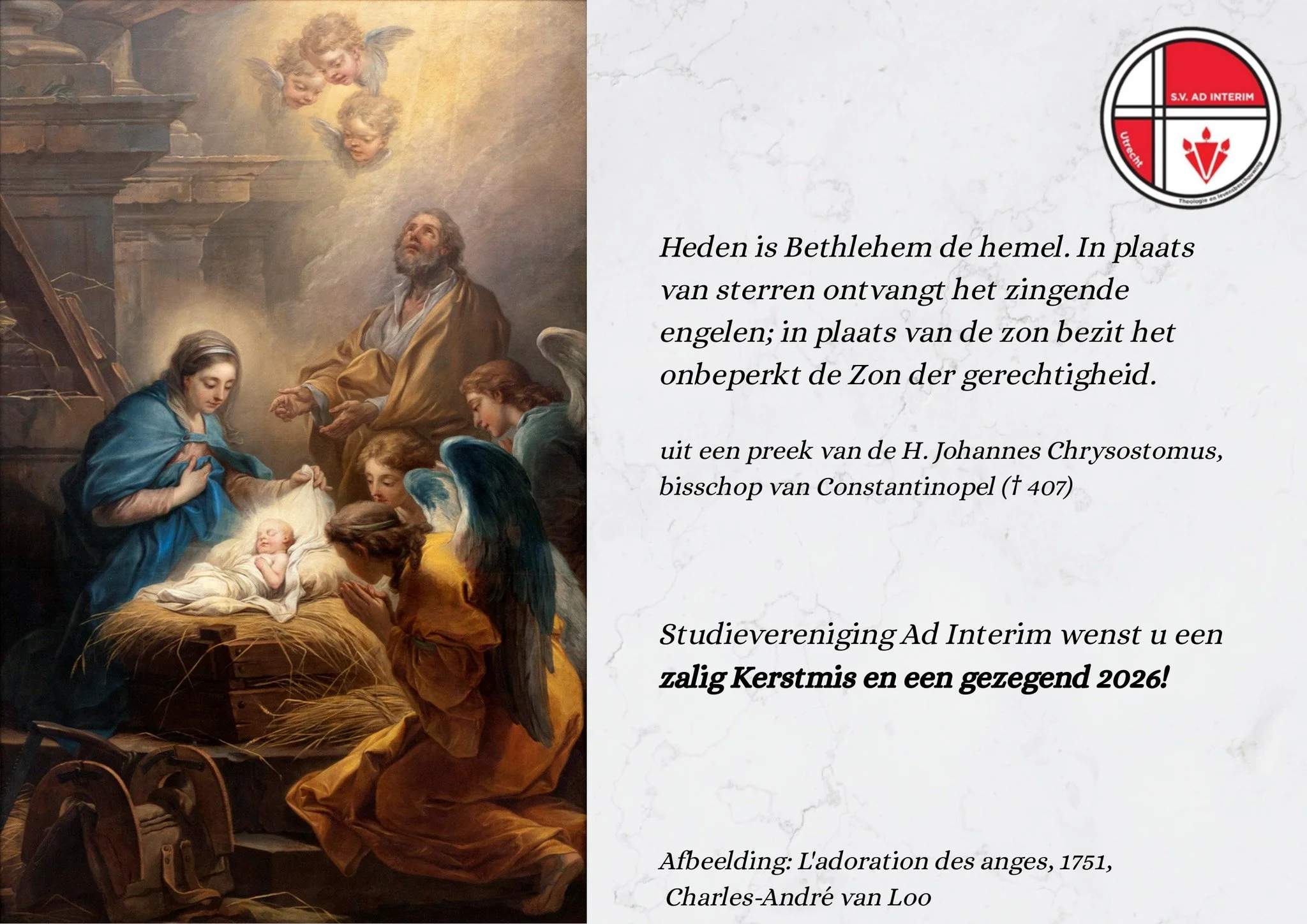 Studievereniging Ad Interim wenst u een zalig Kerstmis en Gods zegen voor het nieuwe jaar!
