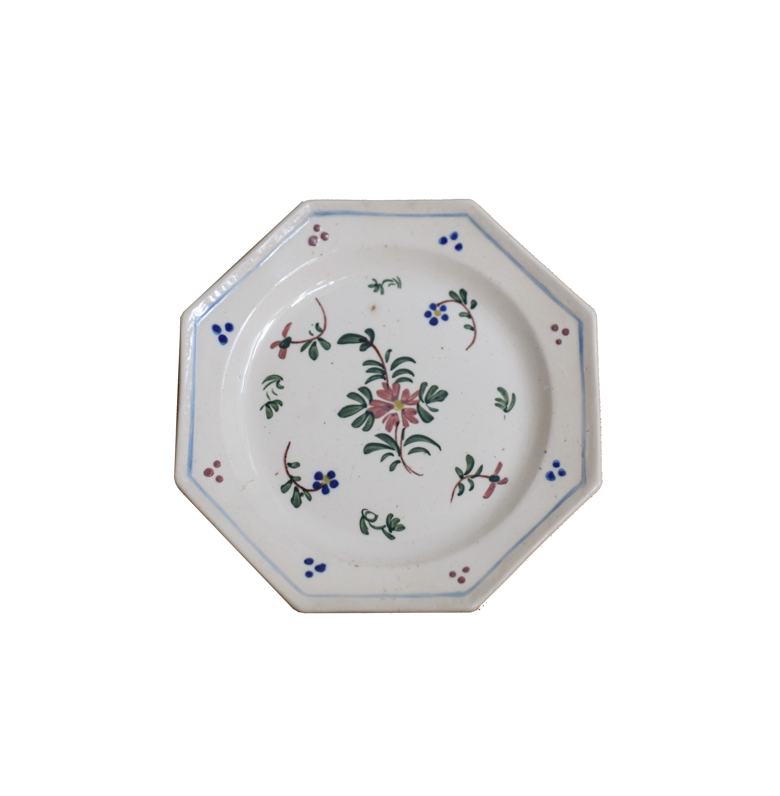 French Octagonal Floral Plate