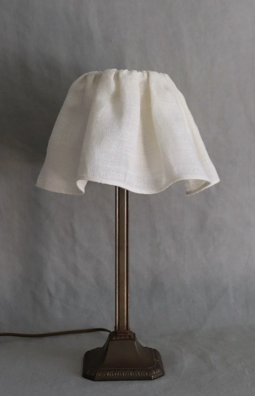 Antique Brass Lamp with Ecru Shade