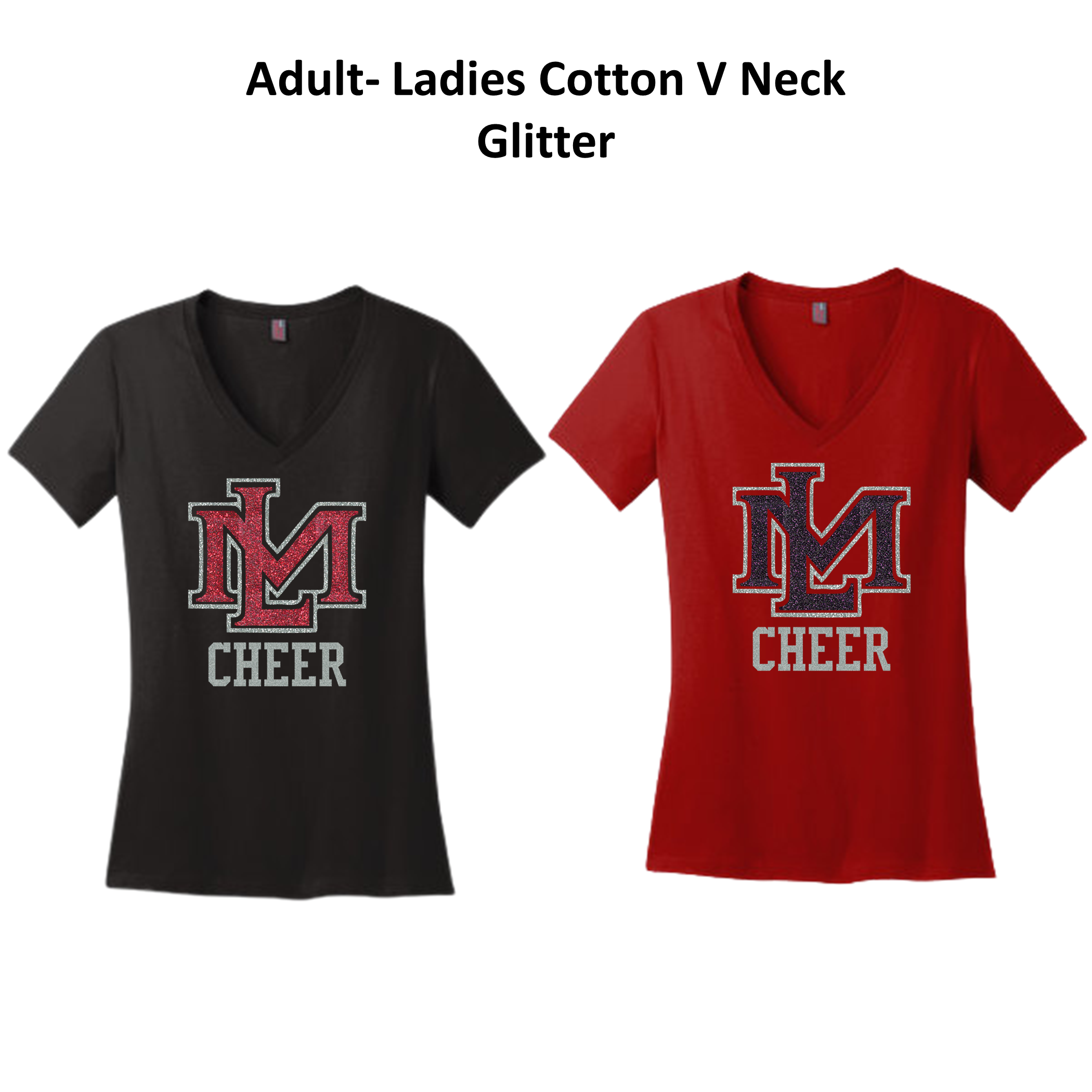 PWLM-Cheer-ADULT- Ladies V Neck- Glitter