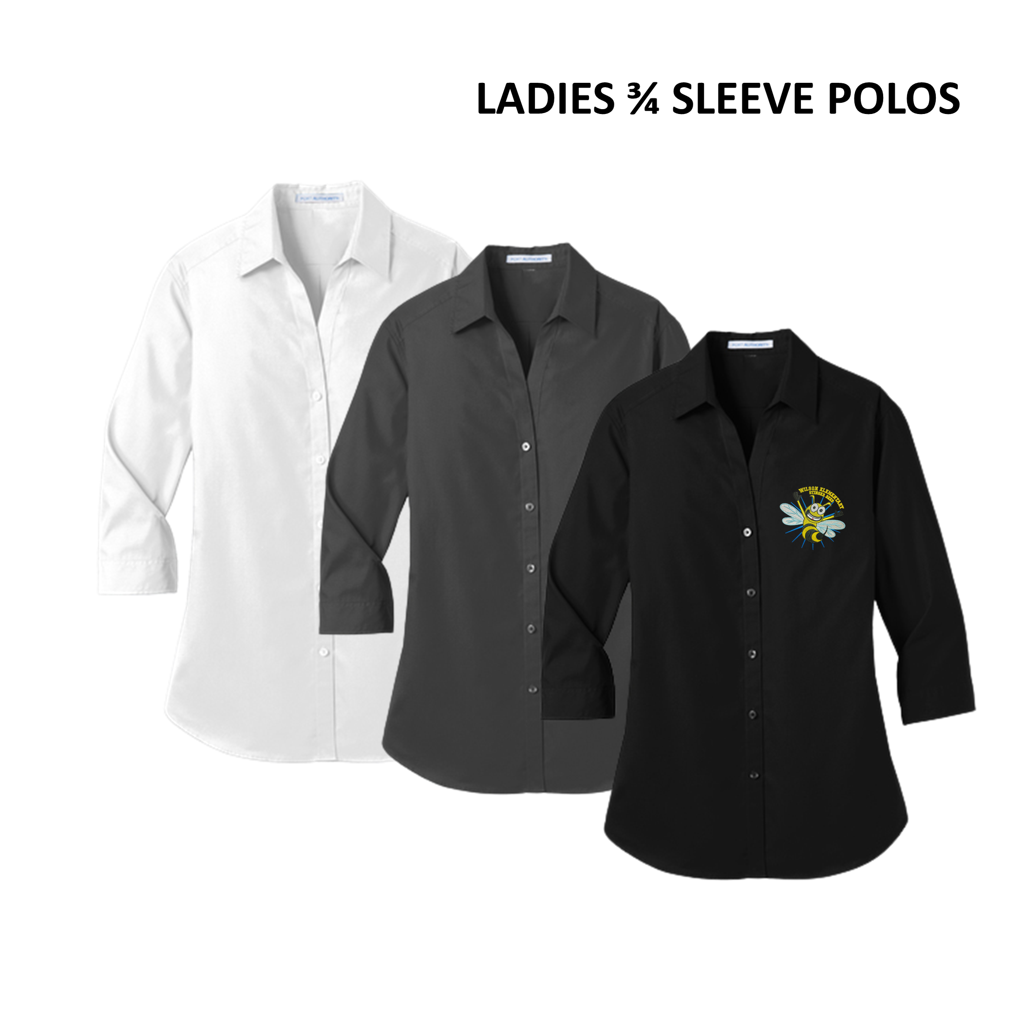 Wilson- Ladies 3/4 Sleeve Button down Polos