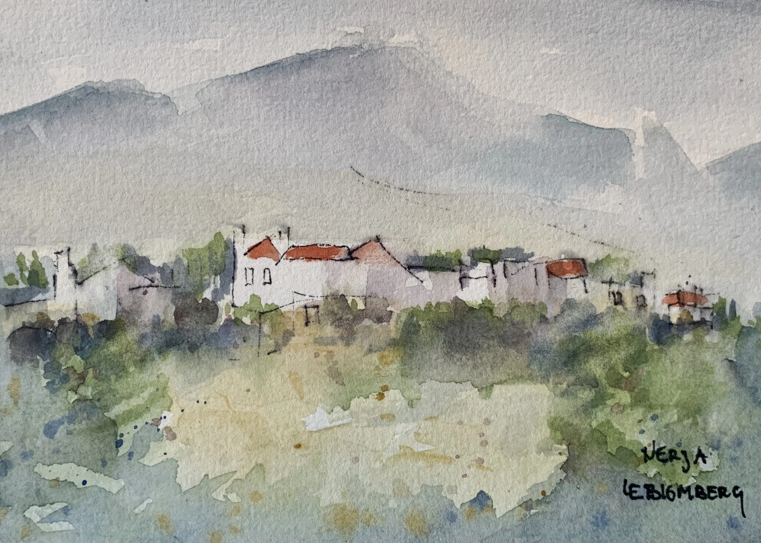 Original aquarelle No. 3.3 - Size smaller than A5 - by L.E Blomberg