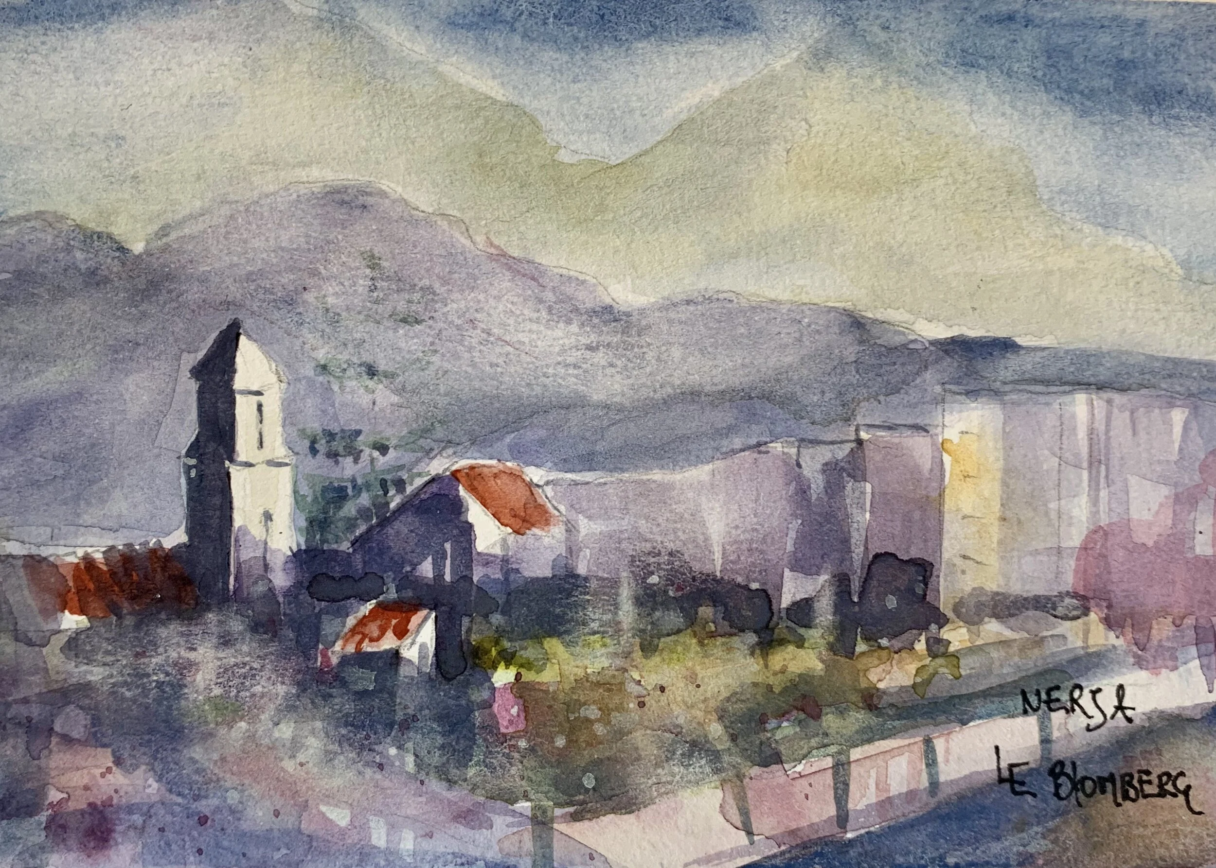 Original aquarelle No. 3.4 - Size smaller than A5 - by L.E Blomberg