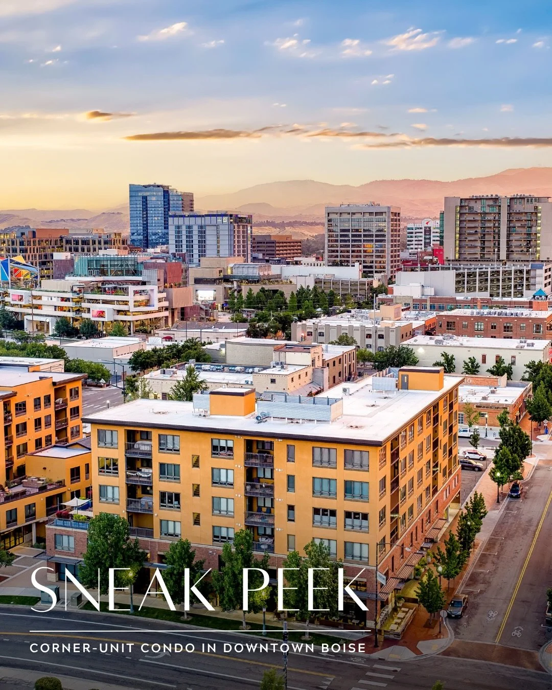 SNEAK PEEK ✨

Imagine living just ONE block from the Boise River &amp; Greenbelt while enjoying city skyline views right from your living room.

💬 Comment &ldquo;Downtown&rdquo; for more details and pricing! 

This contemporary corner-unit in the he