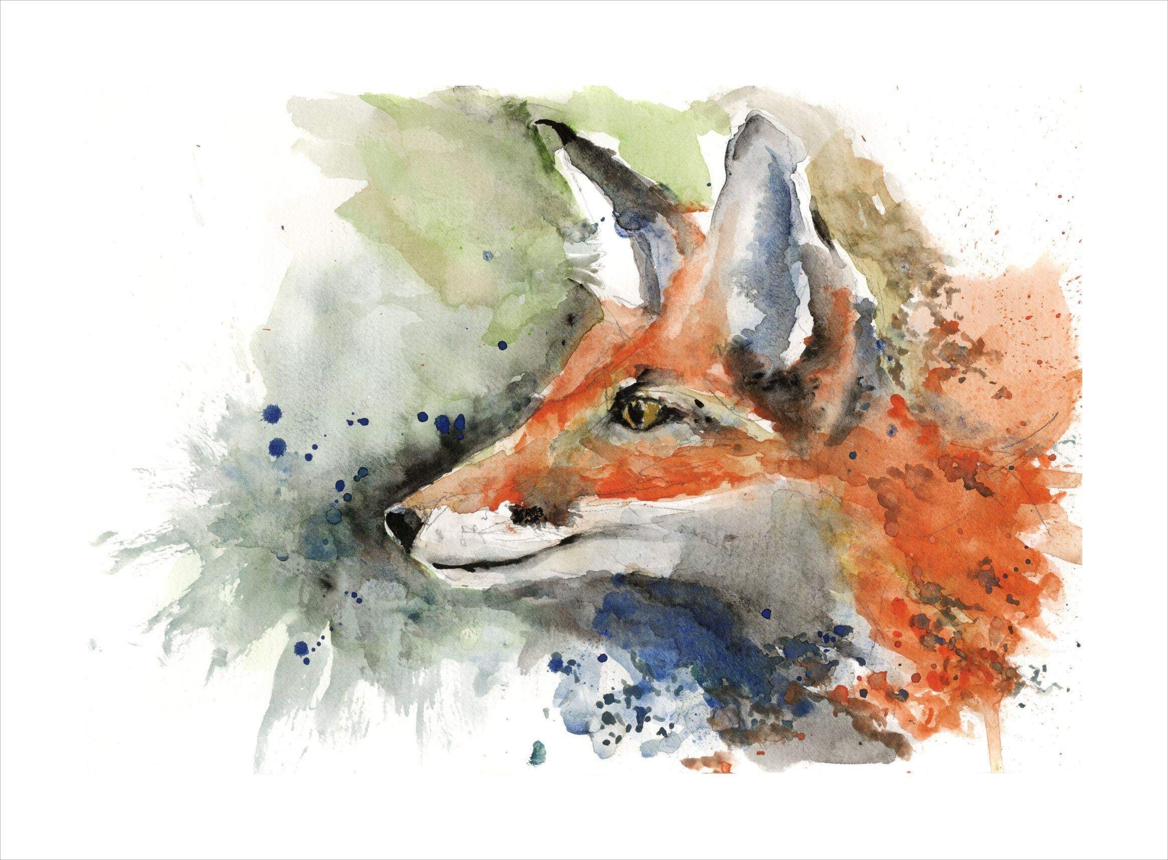 Allison Webster signed LIMITED EDITION PRINT of original watercolour 'Red Fox'