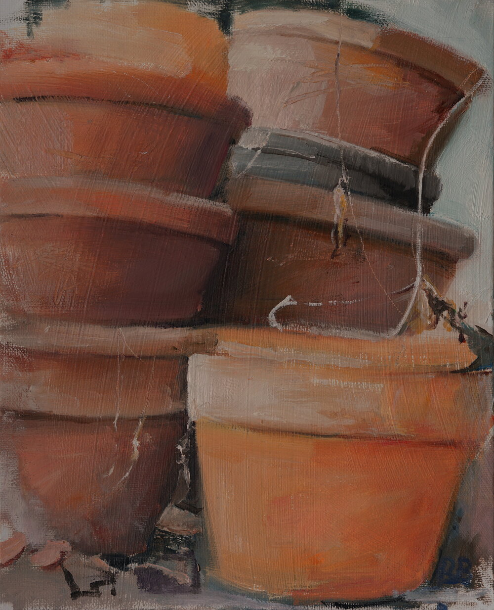  Stack of terracotta pots  Oil on board  30x40 cms  SOLD 