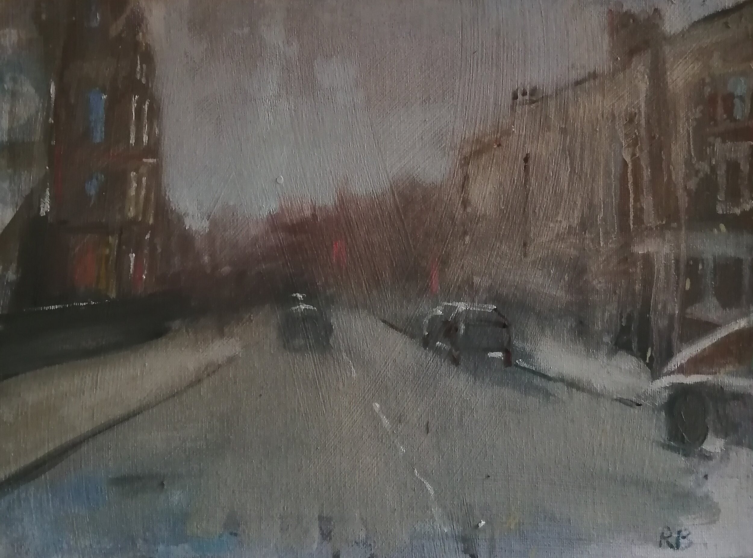 Road into London  Oil on board  40x30 cms  SOLD