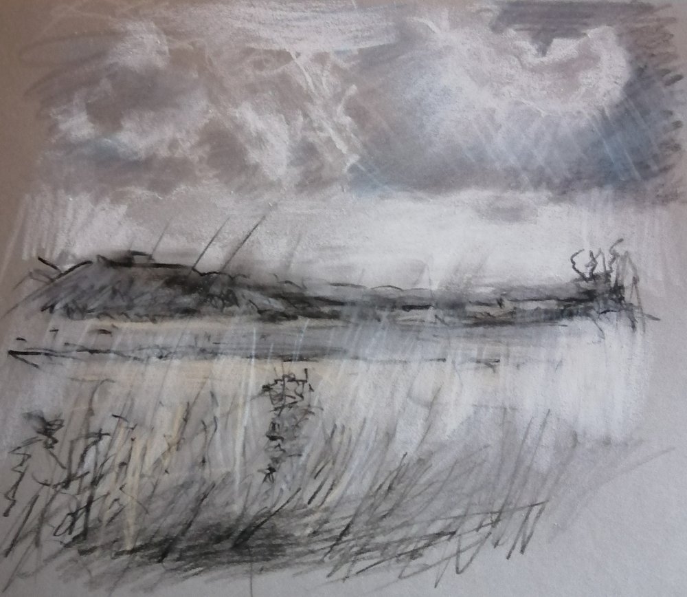  Silver linings  Charcoal and pastel  44x30cm 