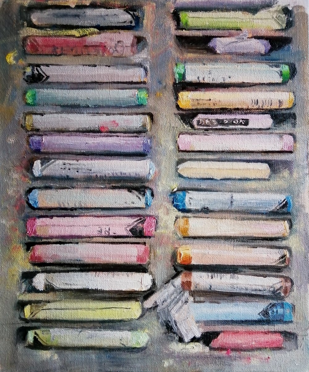  Box of pastels  26x31cm  SOLD 