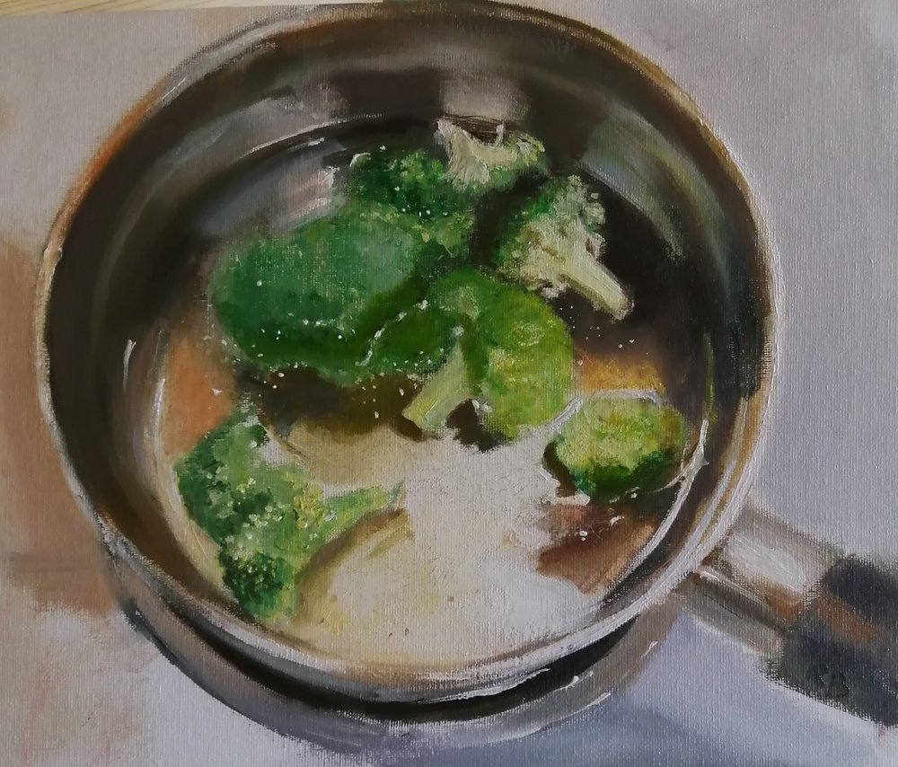  Boiling broccoli  Oil on board  31x26cm  not currently available 