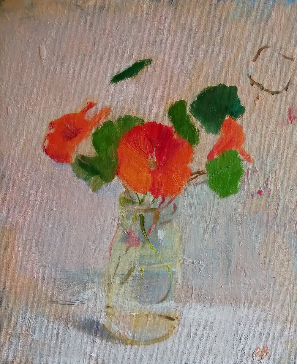  Nasturtiums  Oil on board  26x31cm  SOLD 