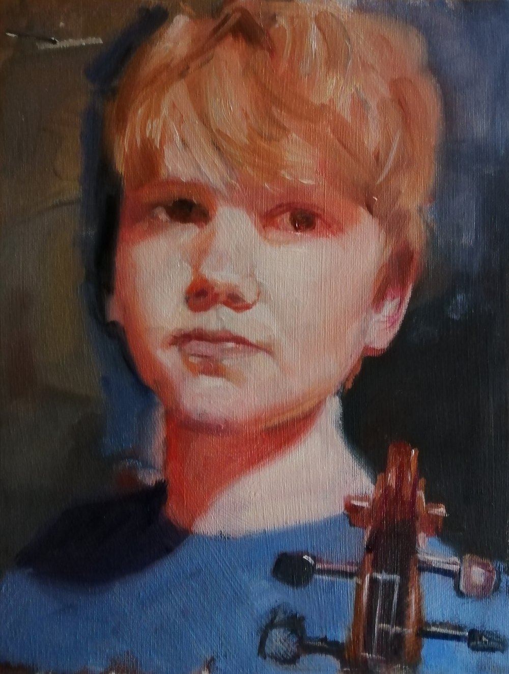  Boy and violin  oil on board  30x40cm 