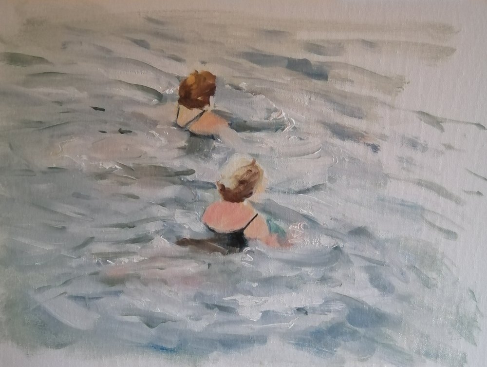  Harbour swimmers  Oil on board  40x30cm  SOLD 