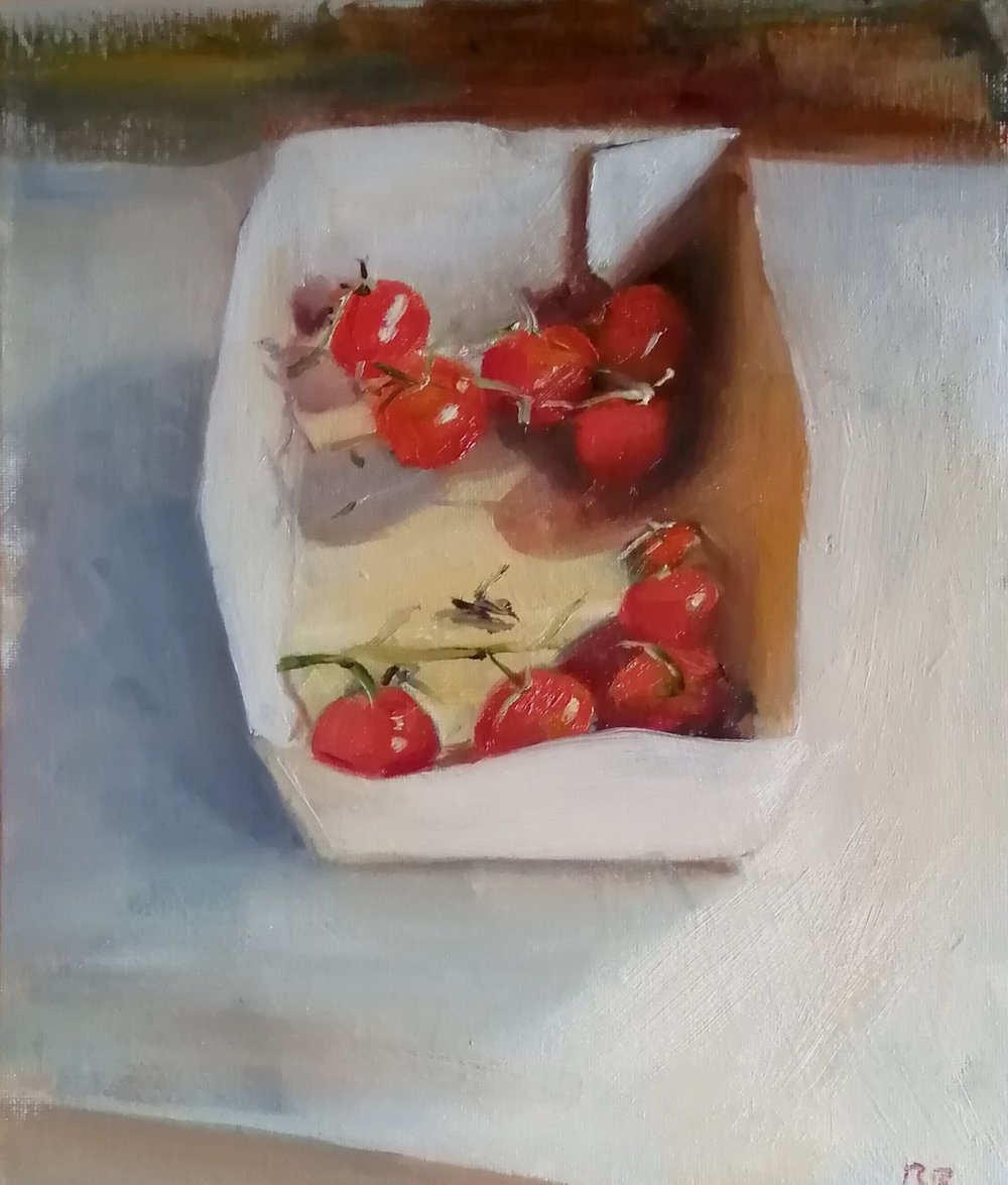  Box o tomatoes  Oil on board  26x31cm  not currently available 